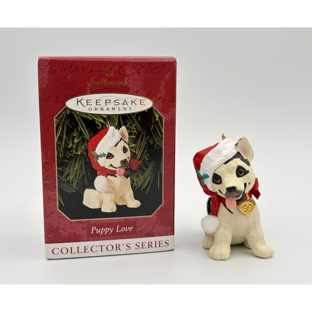 Hallmark Keepsake Ornament Puppy Love Shepherd Dog 1999 QX6327 Vintage